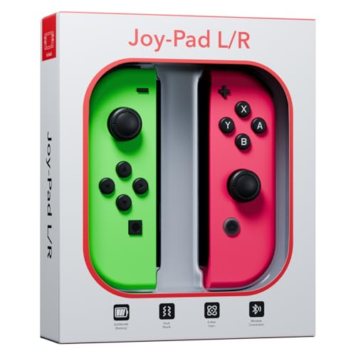 Tideal Set of Replacement Controller for Nintendo Switch - Compatible with Nintendo Switch (1) / OLED/Lite - Dual Vibration/Motion Control / 6-Axis Gyro (Green & Pink) - color: Green & Pink