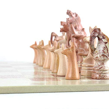 Global Crafts Soapstone Animal Chess Set - Hand-Carved 15 in African Set - Ages 13 and Up - size: 15 Inch