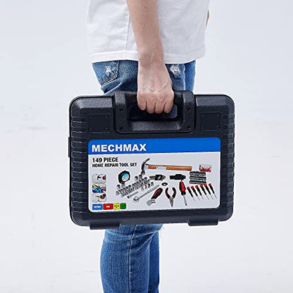 149-Piece Home Tool Set with Socket and Wrench Kit | Premium alloy steel hand tools with hammer, pliers and compact storage case. Perfect DIY kit for house, apartment and dorm - style: 149 Piece