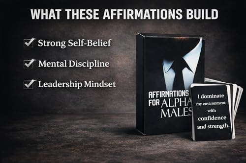 Daily Positive Affirmations for Men 50 Power Cards Mantras for Confidence, Discipline & Dominance Manifest Your Inner Leader, Attract Success Motivational & Inspirational, Birthday Gift for Him - style: Alphamale Affirmation