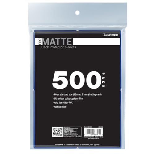 Ultra PRO - 500ct Blue PRO-Matte Standard Card Sleeve Deck Protector, Protect & Store Collectible Cards, Sports Cards, MTG, D&D Cards, Sized to Fit Standard Size Cards, High Clarity Matte Finish - color: 500ct Matte Blue