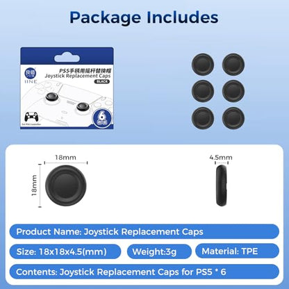 Joystick Replacement Cap Thumb Grips for PS5/PS4 Controller, IINE PS5/PS4 Controller Button Stick Covers, 3D Analog Cap Skin Replacement Part Repair Accessories, 6 PCS