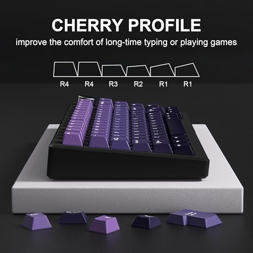 dagaladoo Double Shot PBT keycaps Purple, Cherry Profile Keyboard Keycaps | 138-keys Gradient key caps full size,Custom keycaps for 60% 65% 75% 100% Cherry-MX switch Mechanical Keyboard - color: Gradient Purple
