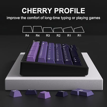 dagaladoo Double Shot PBT keycaps Purple, Cherry Profile Keyboard Keycaps | 138-keys Gradient key caps full size,Custom keycaps for 60% 65% 75% 100% Cherry-MX switch Mechanical Keyboard - color: Gradient Purple