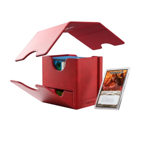 Gamegenic Sidekick Pro 100+ XL Convertible - Premium Deck Box with Secure Card Storage, UV Protected Slide Card Case, Display Top Card, Extra Token Drawer, Magnetic Closure, Red Color, Made - color: Red