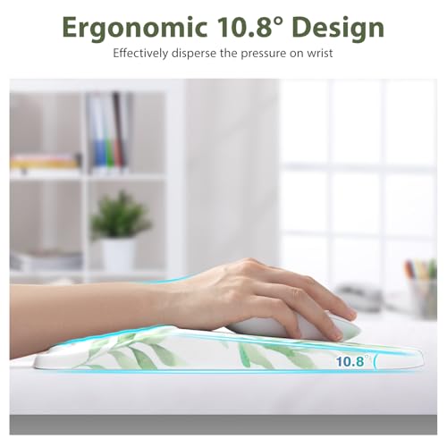 EYROZILL 3 in 1 Ergonomic Mouse Pad and Keyboard Wrist Rest, Cute Mouse Pad with Wrist Support Massage Design, Non-Slip Wrist Pad for Mouse, Desk Mouse Set (Green Plant) - color: Green Plant