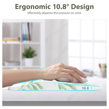 EYROZILL 3 in 1 Ergonomic Mouse Pad and Keyboard Wrist Rest, Cute Mouse Pad with Wrist Support Massage Design, Non-Slip Wrist Pad for Mouse, Desk Mouse Set (Green Plant) - color: Green Plant