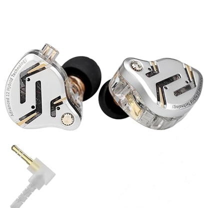 KZ ZS12 PRO 2 in Ear Monitor Headphone, 5BA+1DD 6 Hybrid Driver Gaming Earbuds Wired Earphones, HiFi Clarity Sound Immersive Bass IEMs for Gaming Musician Singer Audiophile (Silver without Microphone) - color: Silver, style: without mic