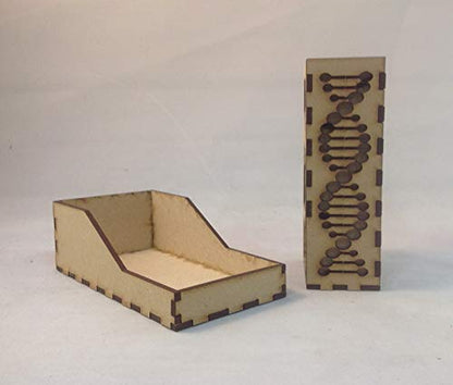 T Rex Fossil Mini Dice Tower v1 Yellow Acrylic Window Laser Cut MDF Unique Gift