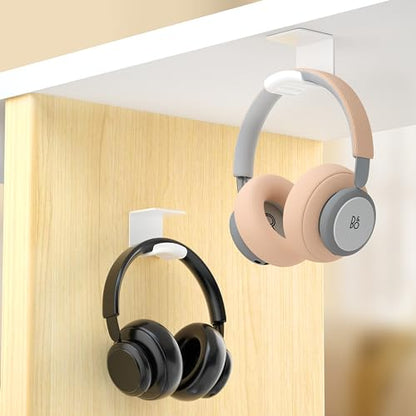 HomeMount Headphone Hook - Adhesive Gaming Headphone Stand Hanger, For Most Headphones - White (2-Pack) - color: White-2P