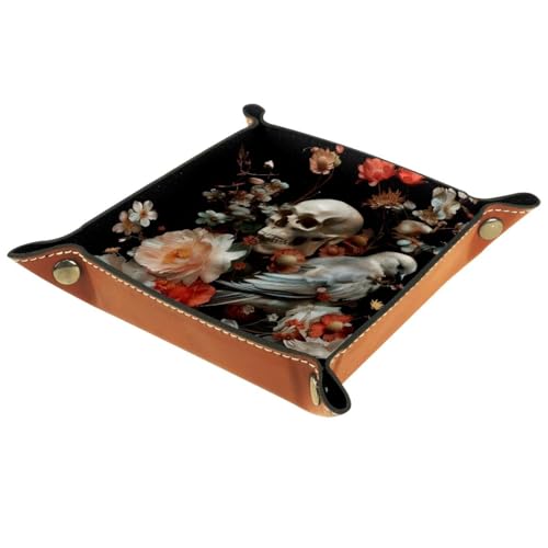 Skull Florals Birds Dice Tray Dice Rolling Tray Folding Dice Holder for Dice Games, Like RPG, DND and Other Table Games - color: Multi 8