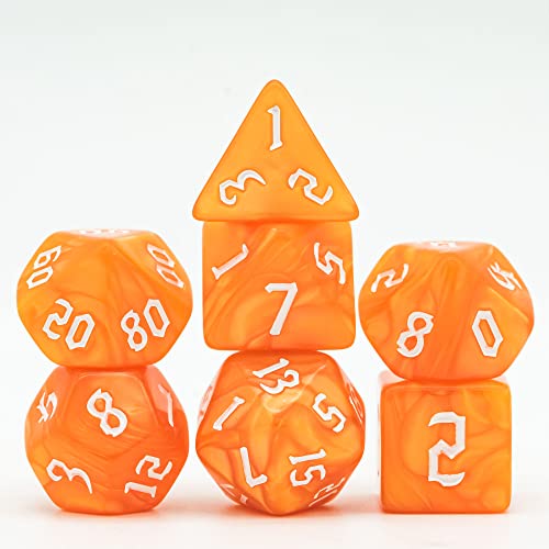 6 Sets DND Dice Polyhedral Dice Set (42pcs) with 1 Large Leather Bag, D&D Dice Set for Dungeons and Dragons, RPG Table Games. (6 Sets Sickle Font Pearl Patte) - color: 6 Sets Sickle Font Pearl Patte