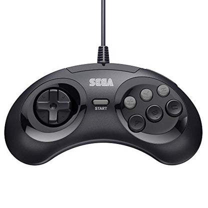 Retro-Bit Official Sega Genesis USB Controller 6-Button Arcade Pad for Sega Genesis Mini, PS3, PC, Mac, Steam, Switch - USB Port - (Black) - color: Black