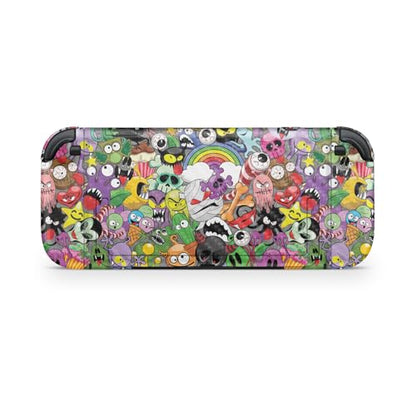 Carbon Fiber Gaming Skin Compatible with Nintendo Switch 2 Console Only - Monster Mash - Premium 3M Vinyl Protective Wrap Decal Cover - Easy to Apply | Crafted in The USA by MightySkins - color: Monster Mash, size: Switch 2 Console Skin Only, style: Textu