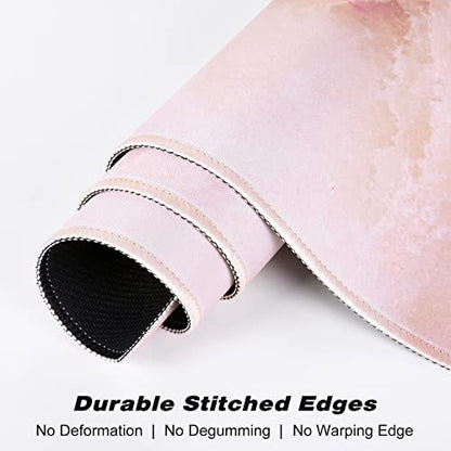Extended Gaming Mouse Pad, XXL Large Mouse Mat 30 x 14 Inch, Big Computer Keyboard Mousepad, Waterproof Desk Pad with Stitched Edges and Non-Slip Base for Office Gaming, Light Pink Marble - color: Light Pink Marble