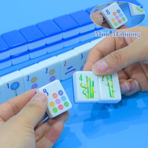 American Mahjong Set, 160 Blue Melamine Tiles (1.2”) - color: A-blue
