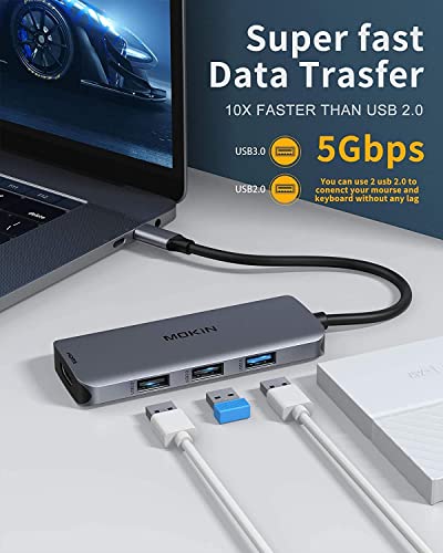 MOKiN USB C Docking Station Dual Monitor 2 HDMI for Dell/Lenovo/HP Laptop | USB C Hub 2 Monitors Dual HDMI 4K@60HZ, 2 HDMI, USB A 3.1/2*USB A 2.0/USB C Charging Port