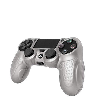 CHINFAI PS4 Controller DualShock4 Skin Grip Anti-Slip Silicone Cover Protector Case for Sony PS4/PS4 Slim/PS4 Pro Controller with 8 Thumb Grips (Silver) - color: Silver