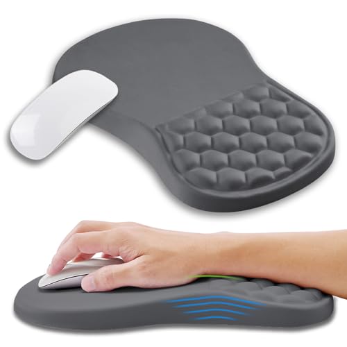 Ergonomic Mouse Pad Wrist Support with Memory Foam Massage Bulge, Carpal Tunnel Pain Relief Mousepad Wrist Rest for Mouse(12x8 inch, Dark Grey) - color: Kg018-dark Grey