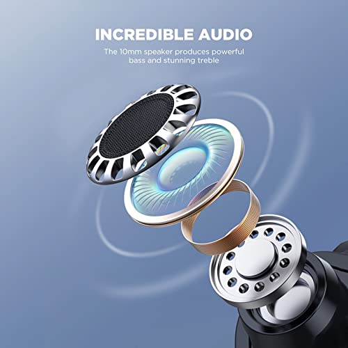 HTC True Wireless Earbuds 7 Bluetooth 5.3, in-Ear Headphones Noise Cancelling 10mm Driver with Deep Bass for Gaming, Working -40ms Ultra Low Latency/22H Playtime/Game Modes/Built-in Mic-Black - color: Black
