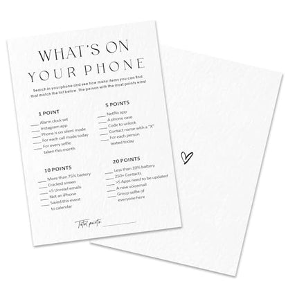 Party Games for Adults & Birthday Games for Bachelorette, Office – What's On Your Phone - 30 Pcs Ice Breaking Cards, Add Laughter and Conversation to Any Celebration (5" x 7")- A02 - color: What's On Your Phone