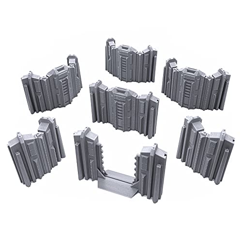 EnderToys Tall Connecting Barricade Wall Set, Terrain Scenery for Tabletop 28mm Miniatures Wargame, 3D Printed and Paintable
