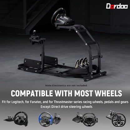 Dardoo Racing Simulator Cockpit Gaming Frame Fit for Logitech G27 G29 G920 G923,for Thrustmaster T300,for Fanatec,Adjustable Driving Steering Wheel Stand,Not Included Wheel, Pedal and Seat