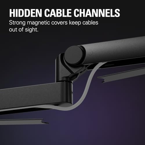 Elgato Wave Mic Arm Pro, Gas Spring Microphone Arm | Supports up to 3kg, Silent gas-spring adjustment, Hidden cable channels, Padded clamp, Compatible with most mic brands - color: Black
