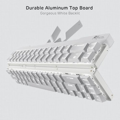 RK ROYAL KLUDGE F68 60% Foldable Low Profile Wireless Mechanical Keyboard | Extremely Portable Wireless Keyboard with Aluminum Body, Built-in Stand Holder, 68 Keys Foldable Compact Keyboard BT5.0 - color: White