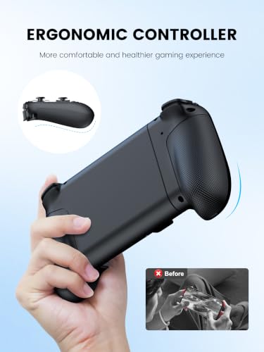 Mocagen MC1 Phone Controller for iPhone & Android – Ergonomic Grip, Low Latency, Case Friendly, Bluetooth Mobile Controller with Hall Effect Joysticks, Portable Travel Companion for Car/Leisure(Black) - color: Black