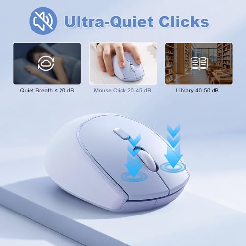 YUNZII C2 Silicone Wireless Mouse 1600 DPI Optical 2.4GHz (Blue) | 2.4GHz Connection, Noiseless Computer Mice, Quiet Clicks, 3-Level DPI, Up to 1600, Optical Tracking, for Laptop/PC/Mac - color: Blue