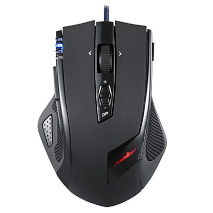 Perixx MX-2000B Programmable Laser Gaming Mouse with Adjustable Weight and RGB Backlight, Black