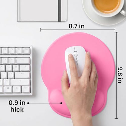 Pink Mouse pad with Wrist Rest,Relieving Pain Memory Foam Computer pad, Ergonomic Desktop Mouse, Silicone Material Mouse pad, with Non-Slip PU Base (Pink) - color: pink