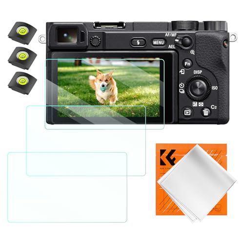K&F CONCEPT 3pcs Screen Protector & Hot Shoe Cover Compatible with Sony NEX 7/NEX 6/NEX 6L/NEX 5/NEX 3N/A6600/A6100/A6400/A6300/A6000/A5000 Camera, Ultra Clear Tempered Glass, Anti-Scratch Bubble Free - size: NEX 7/A6600/A6100/A6400