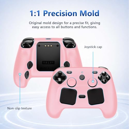 Case Cover Compatible with Steam Controller 2 2026, Soft Silicone Protector Cover Skin Case for Steam Controller 2 with Thumb Grip Caps, Anti-Scratch, Shockproof (Pink) - color: Pink