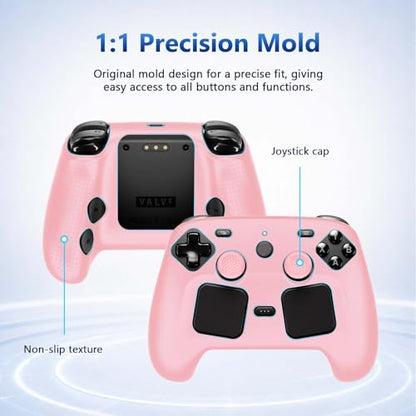 Case Cover Compatible with Steam Controller 2 2026, Soft Silicone Protector Cover Skin Case for Steam Controller 2 with Thumb Grip Caps, Anti-Scratch, Shockproof (Pink) - color: Pink
