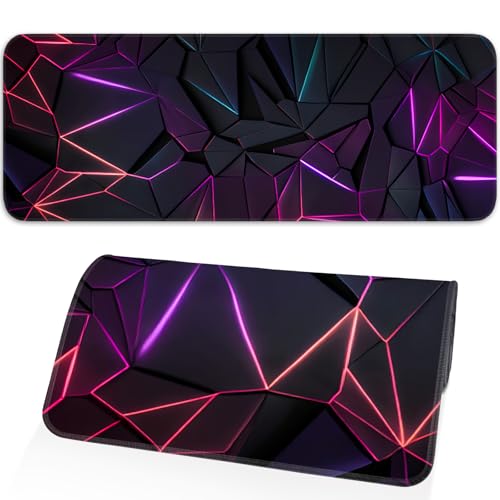 Stylish Geometric Design Gaming Mouse pad, Non-Slip Rubber Base, Stitched Edges, 31.5x11.8 inch Large Mouse pad, Suitable for Gaming and Desk Pads - color: Geometric color