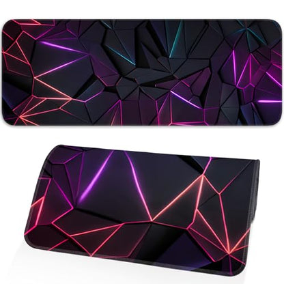 Stylish Geometric Design Gaming Mouse pad, Non-Slip Rubber Base, Stitched Edges, 31.5x11.8 inch Large Mouse pad, Suitable for Gaming and Desk Pads - color: Geometric color