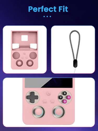for ANBERNIC RG477V 4.7" Silicone Grip Case – Shockproof Non-Slip Full Protective Cover with Kickstand, Anti-Scratch Drop Protection Gaming Console Case (Pink