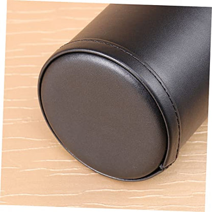 ibasenice 3pcs Dice Game Box Dice Cup Pu Leather Storage Cups Entertainment Games Toy - color: Black+redx3pcs, size: 8X9.2CMx3pcs