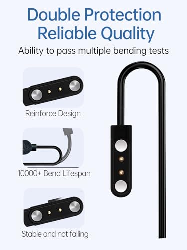 Charging Cable for Enzriev Voice Control Smart Glasses-Bluetooth Sunglasses, Magnetic USB Charging Cable USB Flexible Charging Cord Cable Accessories for Enzriev ，(2 Pack)