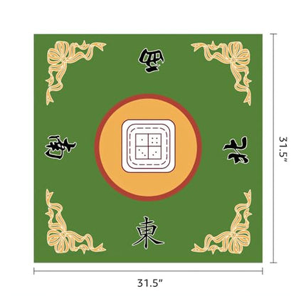 Mahjong Table Mat 31.5" x 31.5" Anti Slip Noise Reducing Cover Green | Machine Washable Game Pad with Storage Bag, Wear Resistant Fabric for Poker Card Dominoes Family Game Night - color: Style 1 Green