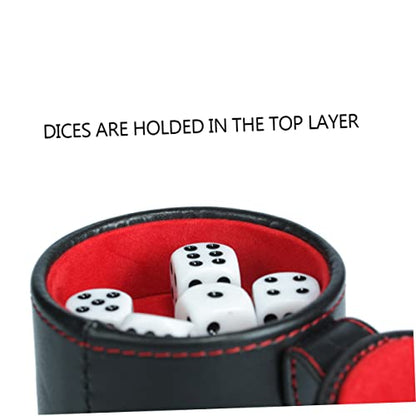 Toddmomy 1 Set Double Layer Leather Dice Cup with Dice Professional Container for Table Games Parties and Family Gatherings Convenient Storage for Easy Rolling