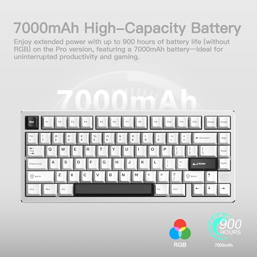 KEEBMONKEY WOBKEY Rainy 75 CNC Aluminum HMX/JWK/Cocoa Switches Triple-Mode Connectivity Mechanical Keyboard with Superior Acoustics, RGB/FR4/Silver SUS304/7000mAh/Cocoa Switch (Pro - Silver) - style: Pro - Silver