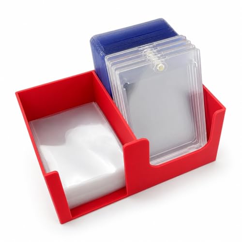Card Care Lite - Toploader Dispenser Stackable Card Storage Box - Penny Sleeve Holder (Red) - color: Red