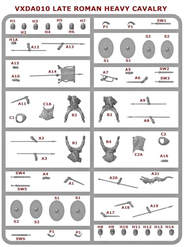 Wargames Delivered - Victrix Late Roman Armoured Cavalry 28mm Miniatures with Bonus Miniature STL Download - 12 Detailed Riders & Horses, Customizable with Swords, Javelins, Spears for Tabletop