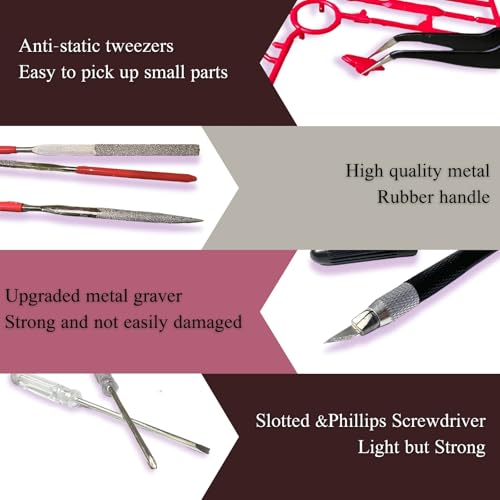 Gundam Model Tool Kit, 28pcs Adult Hobby Tools Set, Modeler Basic Tools Craft Set for Cars,RV, Airplanes, Buildings, Gundam, Robots Models Repair and Fix