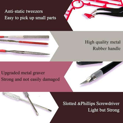 Gundam Model Tool Kit, 28pcs Adult Hobby Tools Set, Modeler Basic Tools Craft Set for Cars,RV, Airplanes, Buildings, Gundam, Robots Models Repair and Fix