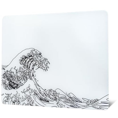 XVX Glass Gaming Mouse Pad, White Kanagawa Hard Mousepads for Gaming,Professional Large Mouse Mat 16.2" x 12.2", Special Glass Surface with Improved Precision and Speed - color: White(Kanagawa)