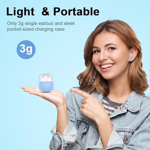 Wireless Earbuds, Bluetooth 5.4 Headphones in Ear with Noise Cancelling Mic, Bluetooth Earbuds Stereo Bass, IP7 Waterproof Sports Earphones, 32H Playtime USB C Charging Buds Light Blue for Android iOS - color: Light Blue